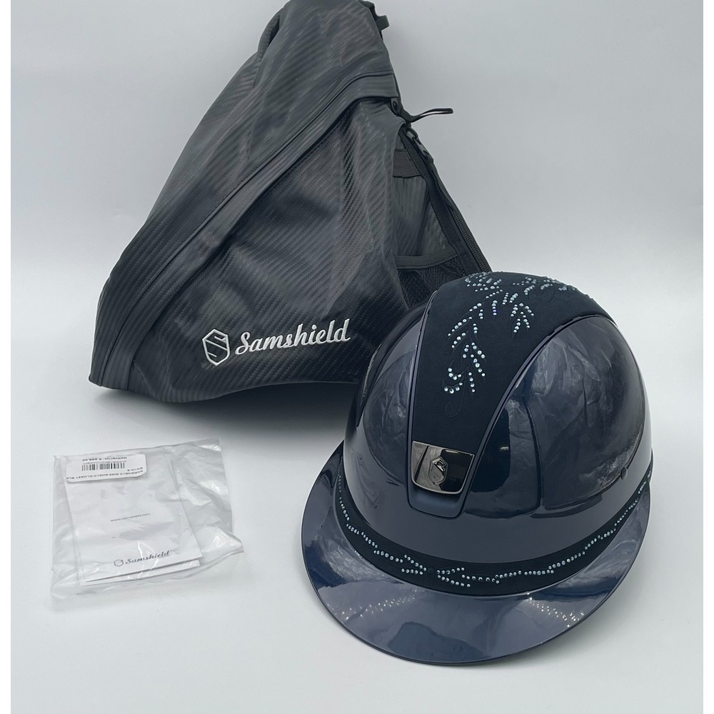 Samshield Miss Shield Helmet Black English Style Riding w/ Bag Shiny Elegant